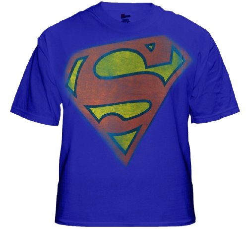 Superman Distressed Logo Vintage T Shirt (Blue) #15