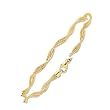 14K Yellow Gold Twisted Three-Strand Chain Bracelet - 7.25 inches