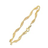 14K Yellow Gold Twisted Three-Strand Chain Bracelet - 7.25 inches