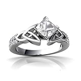 14K White Gold Square Genuine White Topaz Engagement Ring