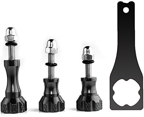 Luxebell CNC Aluminum Thumb Knob Stainless Screw + Wrench for GoPro Hero4,Hero3+,Hero3,Hero2 & Hero Camera,Black