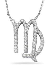 0.50 Cts Diamond Zodiac Pendant in 14K White Gold
