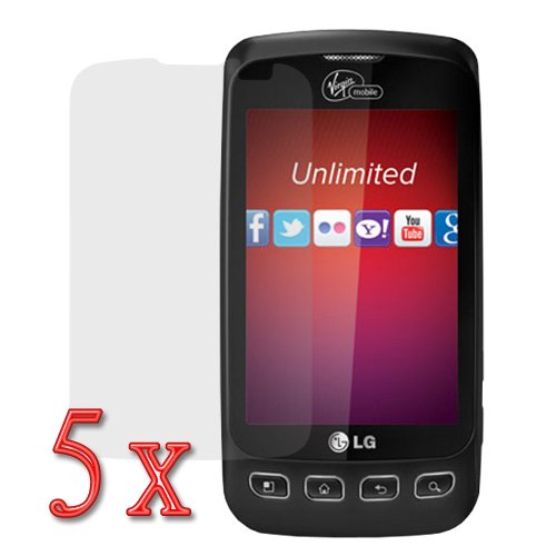 GTMax 5pcs Clear LCD Screen Protector for LG Virgin Mobile Optimus V VM670