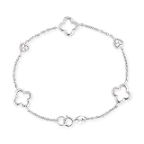 ClassicDiamondHouse Platinum Plated .925 Sterling Silver Open Clover Love (Super Special, Free Gift Included)