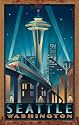 ArteHouse 0003-0453 Seatle Space Needle Planked Wood 14 x 23 Sign