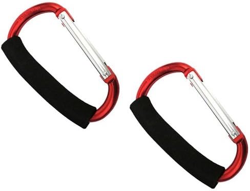 2X Large Snap Spring Buggy Clip Pram Pushchair Shopping Bag Hook (Red)