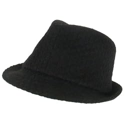New Woven Wool Stingy Fedora Trilby Hat Cap Black Medium Large