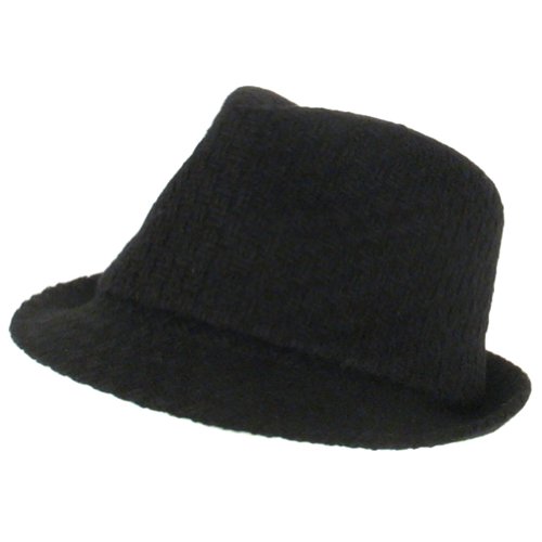 New Woven Wool Stingy Fedora Trilby Hat Cap Black Medium Large