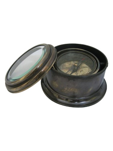 Brass Gimbaled Drum Compass - Antique Brass Finish