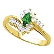 14K Yellow Gold Tsavorite (Green Garnet) and Diamond Ring