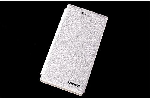HIGER® OPPO Find 7 Leather Case, Luxury Silk Folio Pu Leather Flip Ack Case Cover for OPPO Find 7 X9007 (Silver)