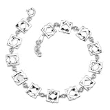 Squared Away Glamour: Sterling Silver Designer Inspired Interlocked Squares Link Chain Bracelet