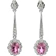14K White Gold Pink Tourmaline and Diamond Earrings