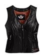 Harley-Davidson&reg; Women's Classic Leather Vest. Embroidered graphics on front and back. 98156-09VW