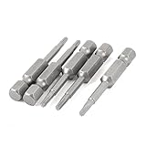 uxcell トルクスドライバービット 金属 グレー 50mm長 磁気ビット電動工具 5本入り