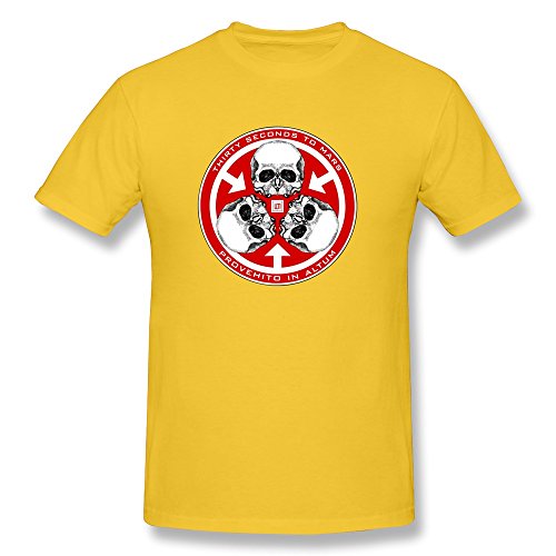 YHYT Men T-Shirt 30 Seconds To Mars 30STM Skulls LOGO Rock Band Short Sleeve XL Yellow