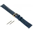 Genuine Crocodile Stitched Blue Leather Watch Band 20mm