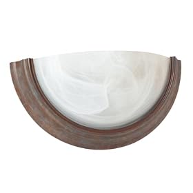 American Fluorescent FSQ213R Opus Wall Sconce, White Alabaster Glass Diffuser with Rust Trim Finish