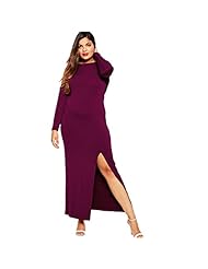 Plus Size Bateau Neck Cowl Neck Fitted Slit Long Sleeves Sheath Club Dress 