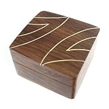 Sheesham Wood Box with Brass Inlay and Shark Fin Design. Gorgeous and Unusal Trinket Box or Display Ornament. Looks Great in Any Home. Ideal New Home Gift or 5th Wedding Anniversary Gift