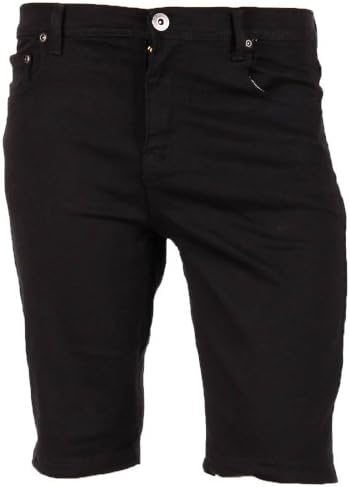 VII Souls Men's Skinny Fit Denim Shorts-29-Black