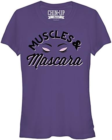 CHIN UP Muscles and Mascara Eyelashes Juniors L Graphic T Shirt