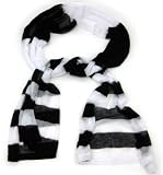 Lightweight Black / White Striped Gauze Neck Scarf