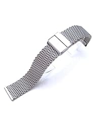 18mm Brushed Stainless Steel Wire Mesh Band Double Flip Interlock Clasp