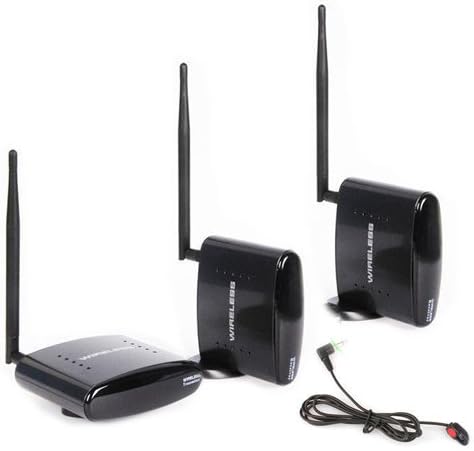 Sienoc PAT-260 2.4GHz Wireless Audio/Video 1 Transmitter & 2 Receiver with IR Remote Extender (Black)