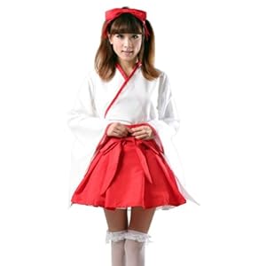 TOMSUIT White and Red Hanbok Sleeve Witch Maid Dress Costume, L, Red