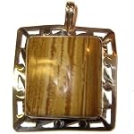 Jasper Pendant 02 Sterling Silver Square Brown Striped Stone Rock 2
