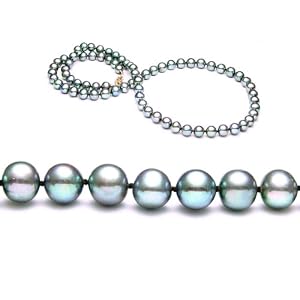 Single Strand 22 Inch 7-8mm Black Freshwater Cultured Pearl Necklace by