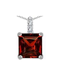 Original Star K (tm) Large 12mm Square Cut Simulated Garnet Pendant in 925 Sterling Silver