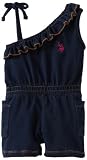 U.S. Polo Assn. Girls 2-6X Denim Knit Romper With One Shoulder
