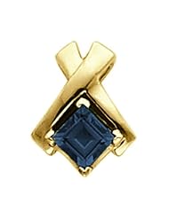 14K Yellow Gold Princess Cut Sapphire Pendant -- LIFETIME WARRANTY