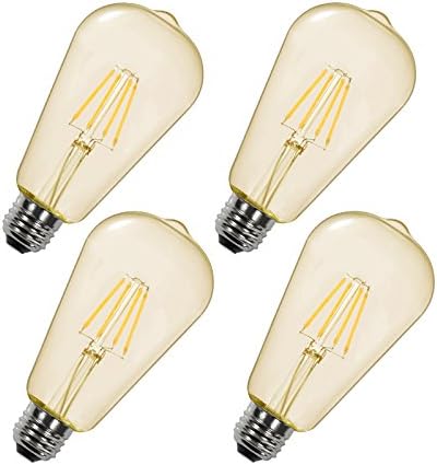 Thinklux Edison Style Filament LED ST21 Light Bulb, Vintage Amber 2200K, 5 Watt, 40 Watt Equal, Dimmable, E26 Base (Pack of 4)