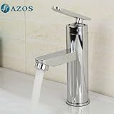 AZOS 洗面器の蛇口 黄銅製 銀色 単穴 台付 単一冷水栓 MPDKZ037