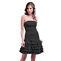 Figurbetontes Cocktailkleid mit Volants mit Spitze