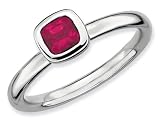 Stackable Expressions Sterling Silver Cushion Cut Created Ruby Stackable Ring