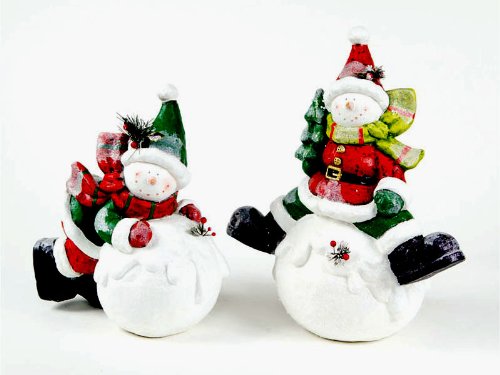 Pack of 2 Christmas Whimsy Snowmen Santas on Snowballs 19.5 Pack of 2 Christmas Whimsy Snowmen Santas on Snowballs 19.5