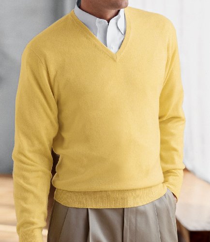 Cashmere V-Neck Sweater (NAVY, MEDIUM)