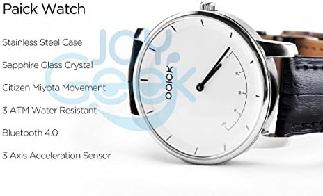 Smart Watch,JoyGeek Paick Bluetooth Watch Fashion Wristwatch 2-in-1 Strainless Steel Case,Sapphire Glass,Leather Starps with Bluetooth 4.0/3ATM Waterproof/Activity Tracker/Call Remind For iOS 7 Apple iPhone 6Plus/6/5/4 and Android 4.3 Smartphones(Black)