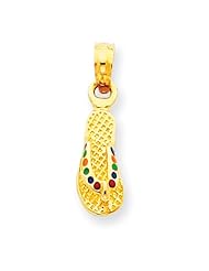 14k Yellow Gold Rainbow Enameled Flip Flop Pendant