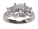 Platinum Radiant Cut 3-Stone Diamond Ring (GIA Certified 3.09 ct center, 5.51 cttw, E Color, VVS2-VS2 Clarity), Size 6