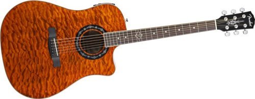 FenderÂ® T-BUCKETTM-300CE Dreadnought Acoustic-Electric Guitar, Quilted Top, Amber