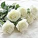 Wholesale Artificial Silk Latex Rose Flowers Wedding Bouquet Bridal Decoration Bundles Real Touch Flower Bouquets Realistic Flower Bouquet The Light Color Rose Bouquet – Dozen Pack (Cream Ivory, one Dozen-12pcs)