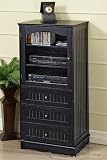 French Country Media Cabinet 50hx24w Distrssd Black
