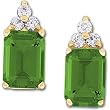14K Yellow Gold Chatham Created Emerald and Diamond Earrings