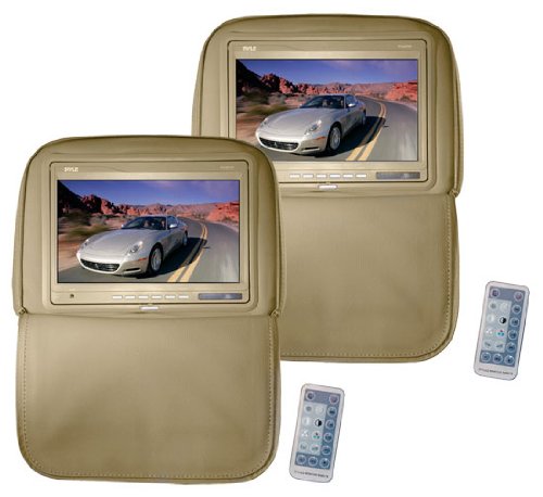 PYLE PL92PHRT Pair of Adjustable Headrests with Built-In 9.2 TFT Monitor (Tan) On Sale