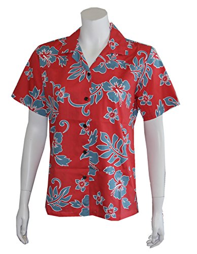 Made in Hawaii ! Women's Classic Hibiscus Flowers Hawaiian Aloha Camp Shirt